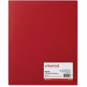 Universal Pocket Folder, 11" x 8.5", 2 Pockets, 100-Sheet Capacity, Red, 10 Pack