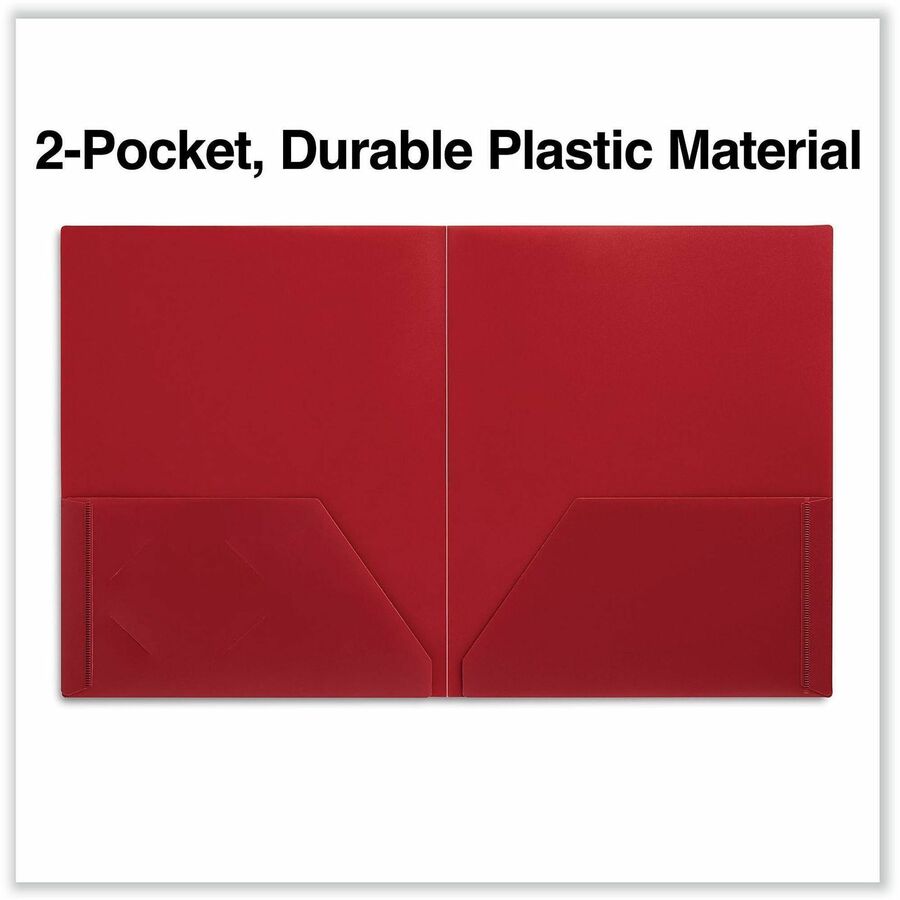 Universal Pocket Folder, 11" x 8.5", 2 Pockets, 100-Sheet Capacity, Red, 10 Pack
