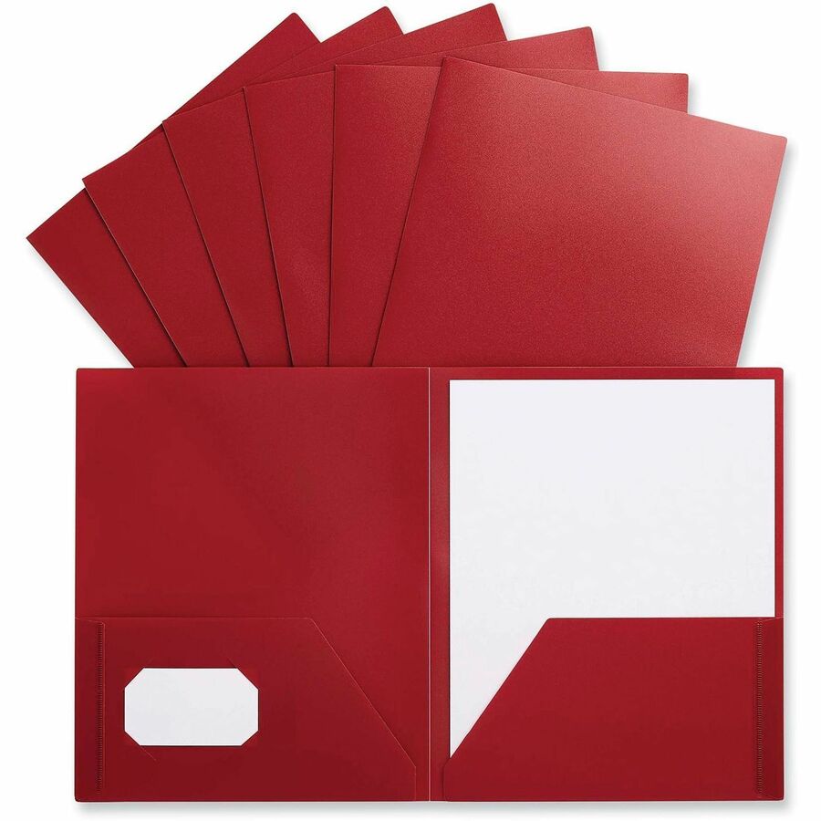 Universal Pocket Folder, 11" x 8.5", 2 Pockets, 100-Sheet Capacity, Red, 10 Pack