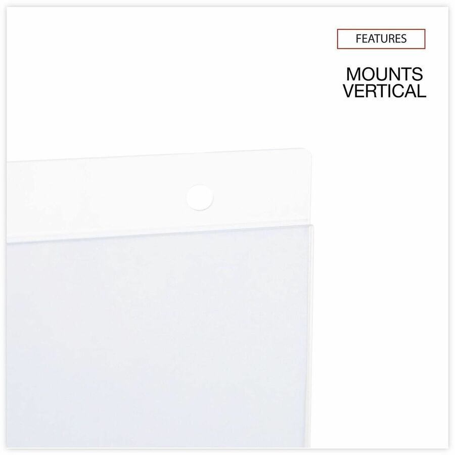 Universal Sign Holder - Rectangular Shape - Wall Mountable - Top Loading, Durable, Pre-drilled - Signage - Plastic - Clear, Clear - 2 / Pack