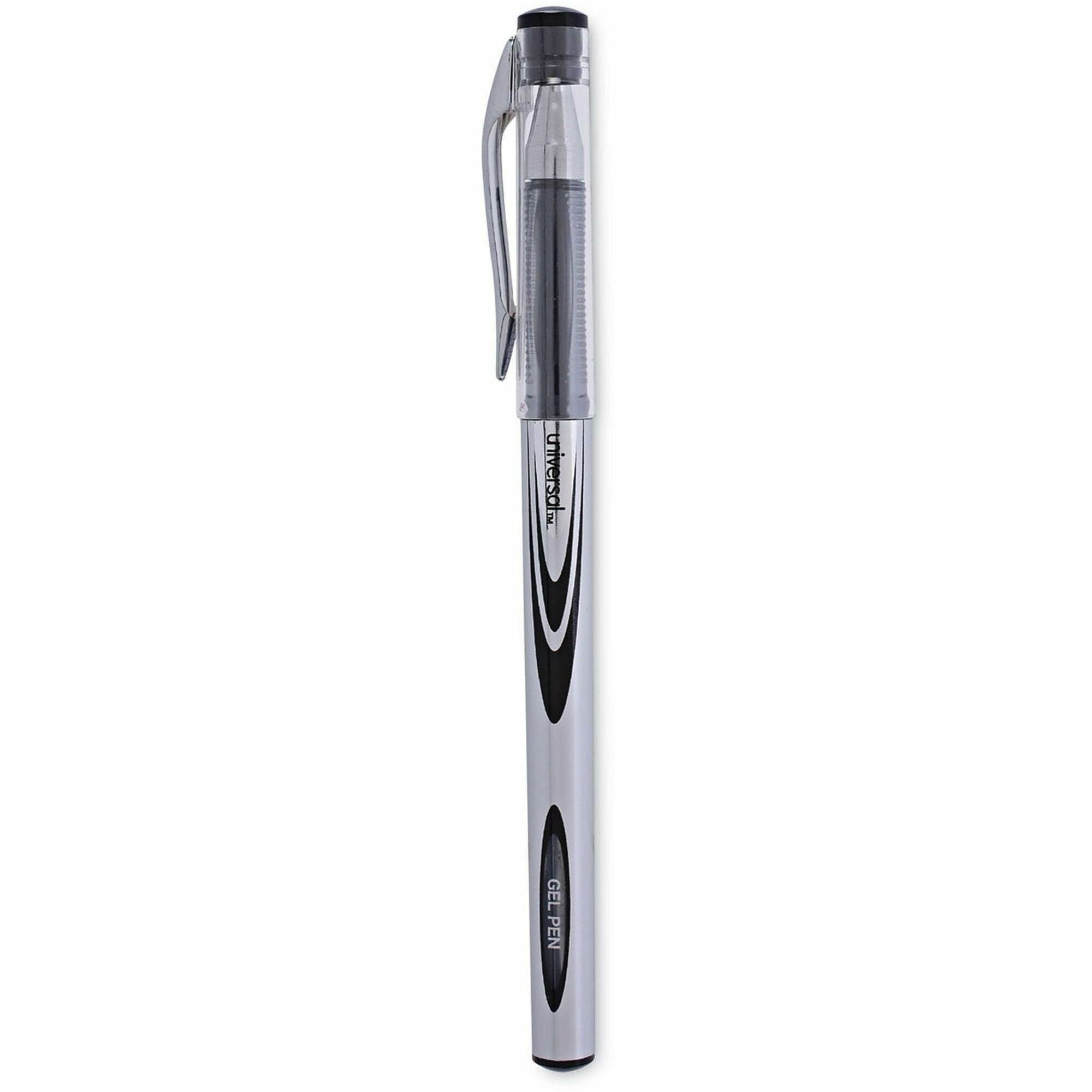 0.7 mm Medium Conical Pen Point - Black Ink - Water Based - Silver, Black Barrel - 1 Dozen