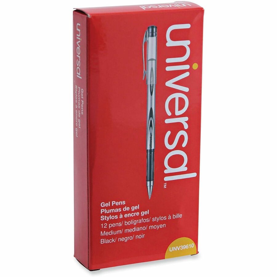 0.7 mm Medium Conical Pen Point - Black Ink - Water Based - Silver, Black Barrel - 1 Dozen