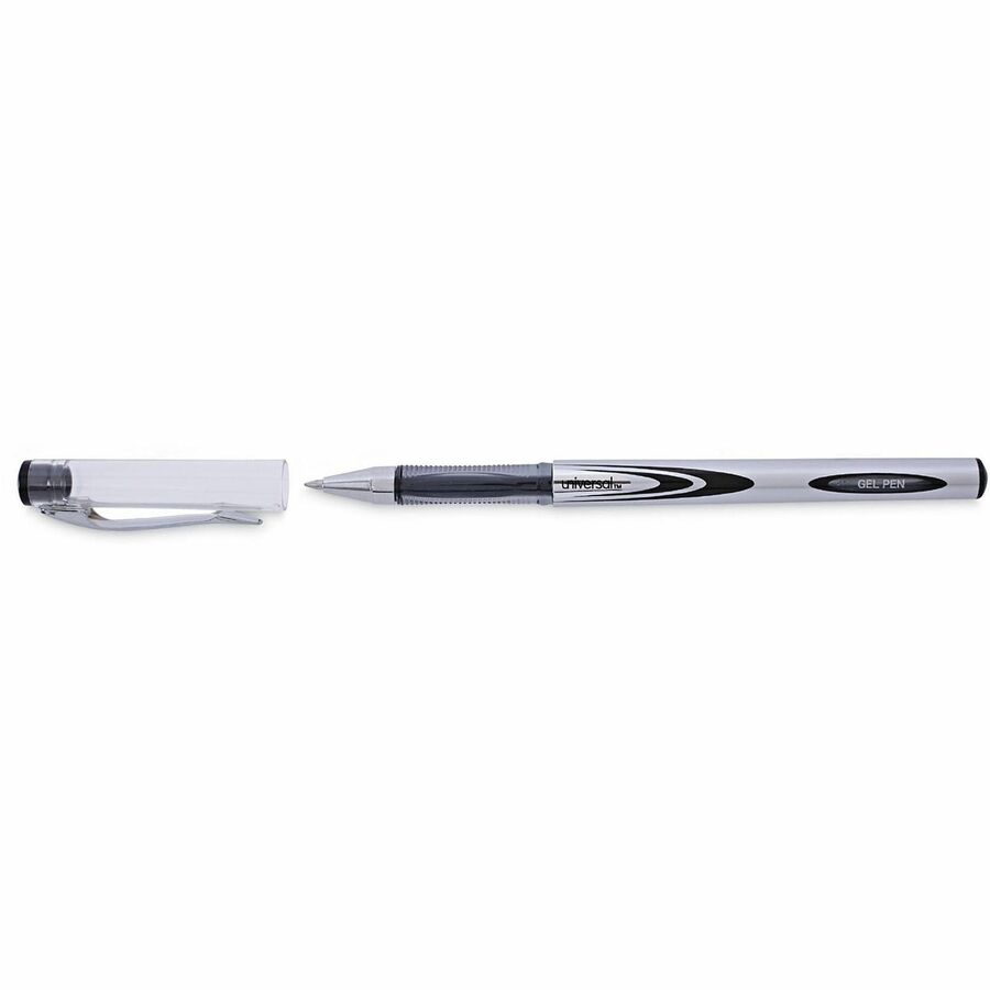0.7 mm Medium Conical Pen Point - Black Ink - Water Based - Silver, Black Barrel - 1 Dozen