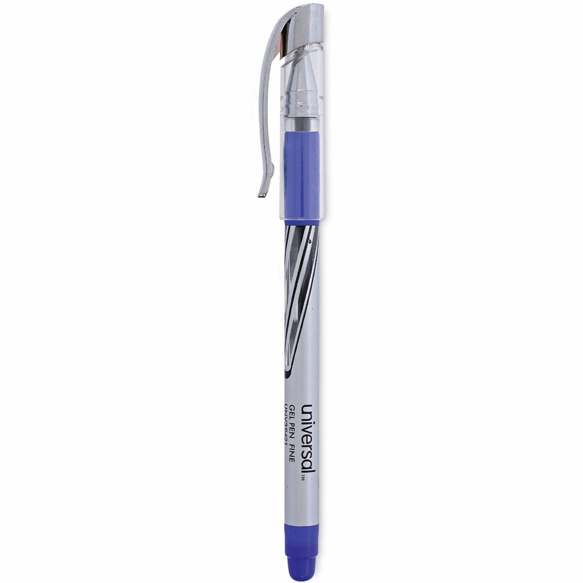 0.7 mm Medium Conical Pen Point - Blue Ink - Water Based - Silver, Blue Barrel - 1 Dozen