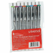 Universal Comfort Grip Gel Pen - 0.7 mm Medium Conical Pen Point - Retractable - Assorted Ink - Water Based - Assorted Barrel - 8 / Pack