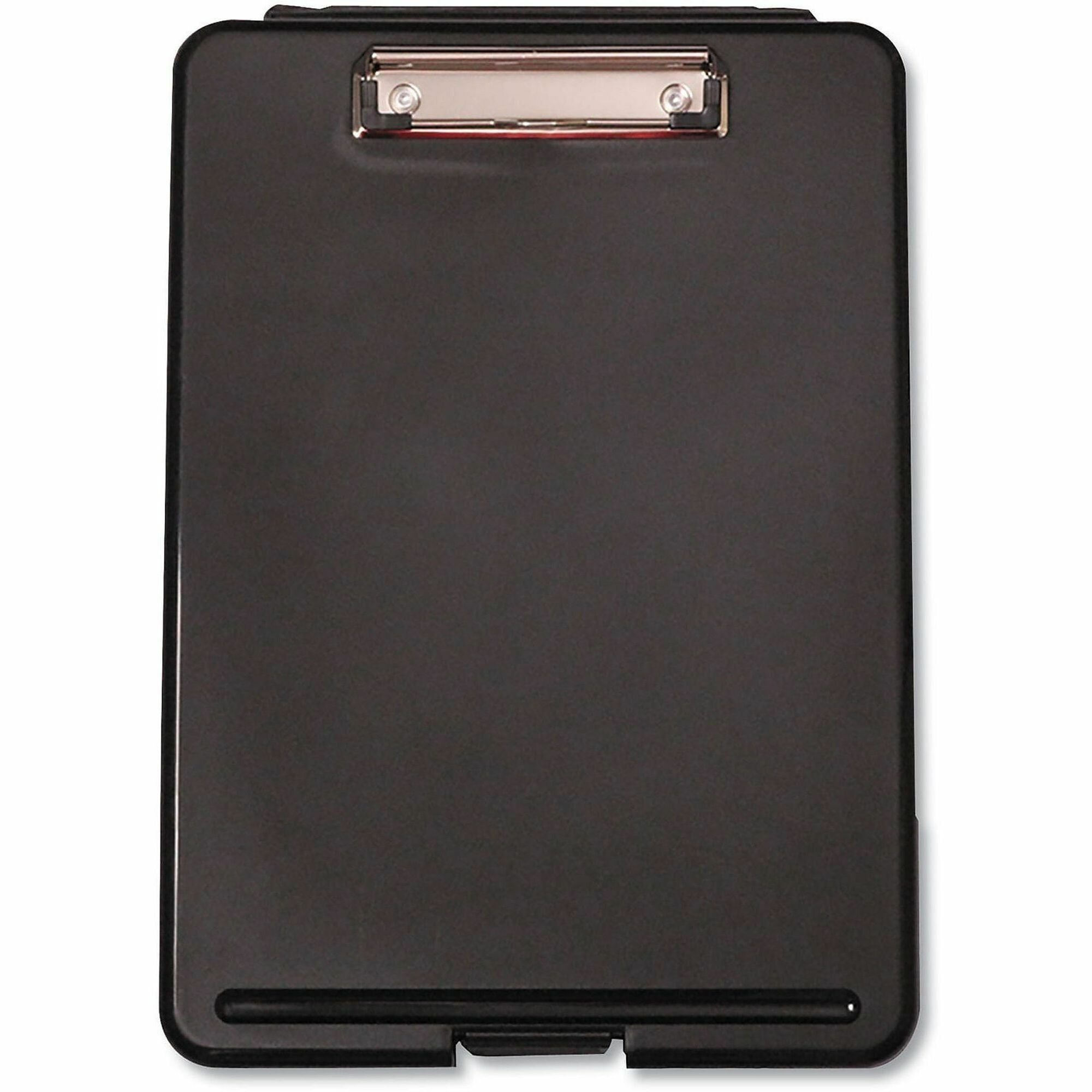 Universal Storage Clipboard, 0.50" Clip Capacity, 8.5" x 11" Sheet Size, Plastic, Black, 1 Each