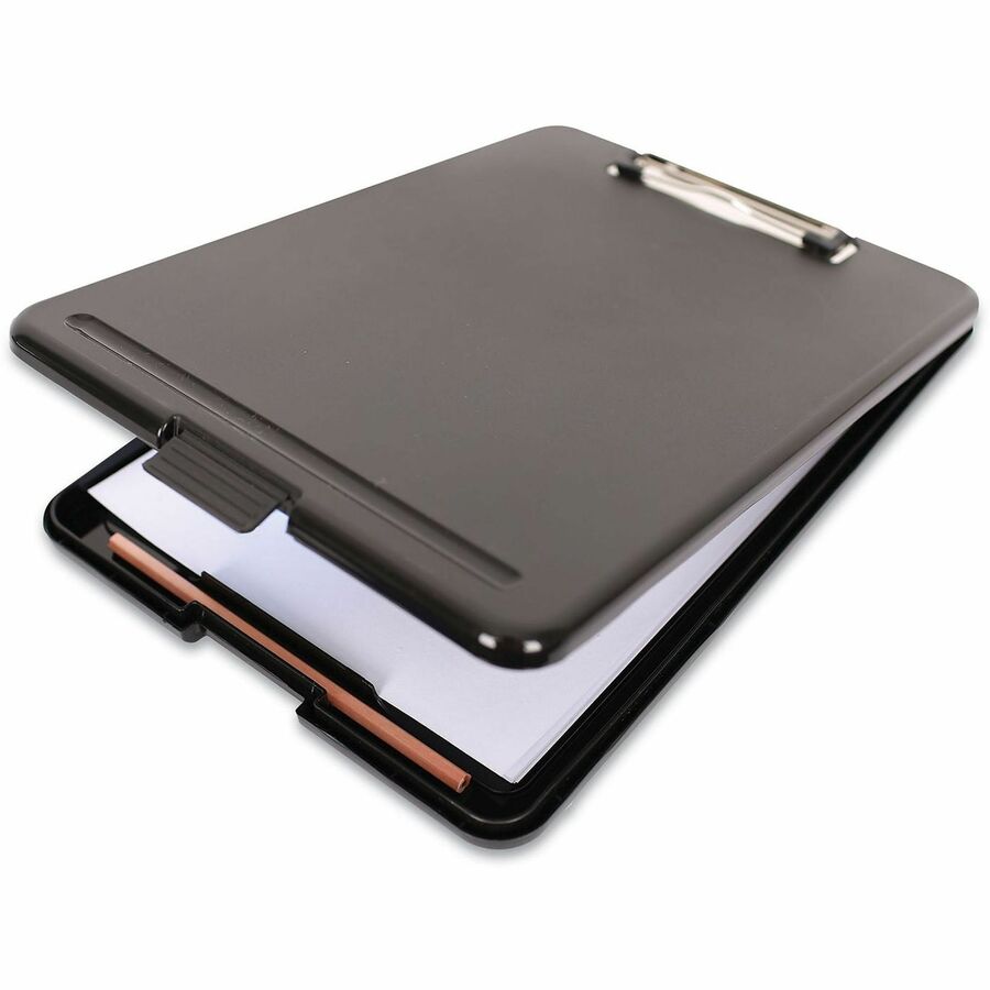 Universal Storage Clipboard, 0.50" Clip Capacity, 8.5" x 11" Sheet Size, Plastic, Black, 1 Each