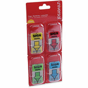 Universal Flag - 120 - 1" Flag/Note Width x 1 3/4" Flag/Note Length - Rectangle - SIGN HERE - Blue, Green, Red, Yellow - Pop-up, Repositionable, Reusable - Dispenser Included - 120 / Pack