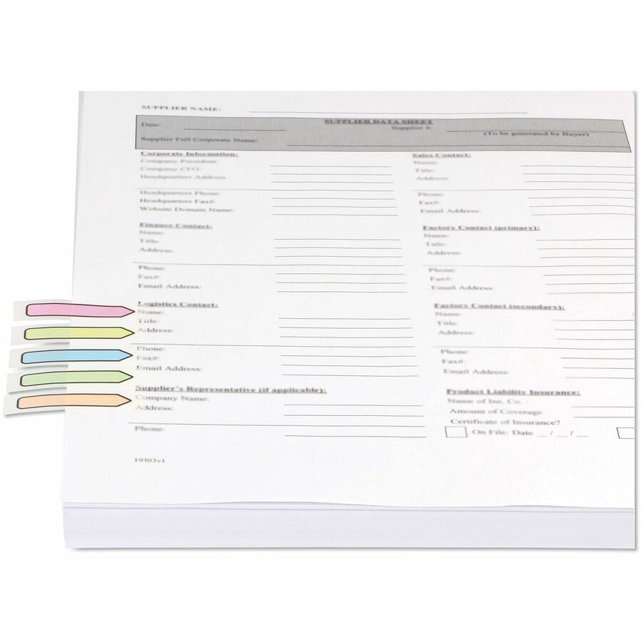 Universal Flag - 250 - 1/2" Flag/Note Width x 1 3/4" Flag/Note Length - Rectangle - Blue, Green, Pink, Yellow, Orange - Removable, Self-stick, Pop-up, Repositionable - Dispenser Included - 175 / Pack