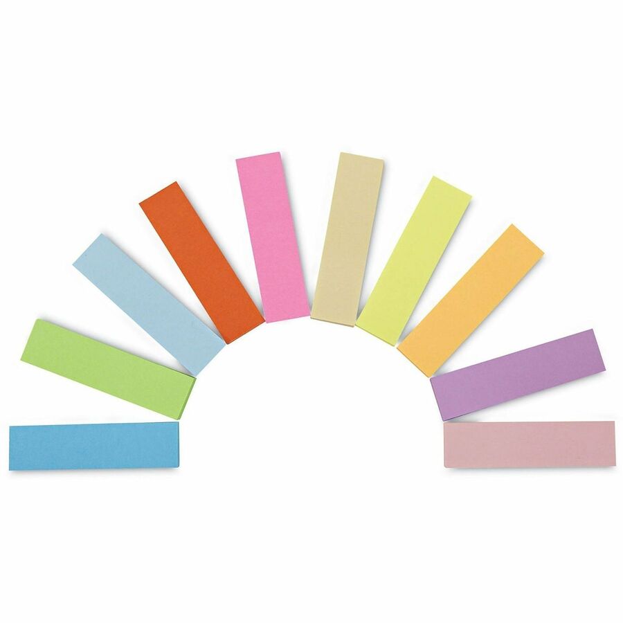 1/2" Flag/Note Width x 2" Flag/Note Length - Rectangle - Yellow, Turquoise, Red, Purple, Pink, Neon Yellow, Neon Orange, Neon Pink, Blue, Lime - Paper - Adhesive, Self-stick, Repositionable, Reusable, Pop-up, Removable, Residue-free - 500 / Pack