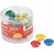 Universal Board Magnet - Circle - 30 / Pack - Assorted, Blue, Green, Red, White, Yellow