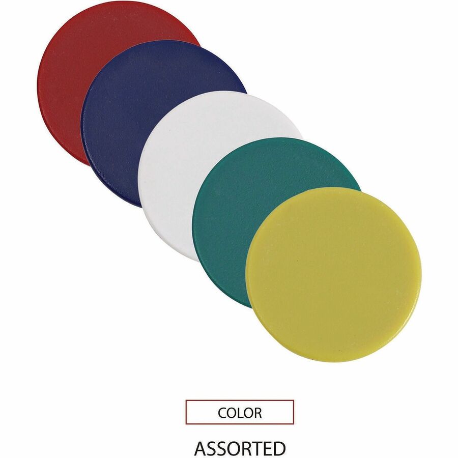 Universal Board Magnet - Circle - Heavy Duty - 30 / Pack - Assorted, Blue, Green, Red, White, Yellow