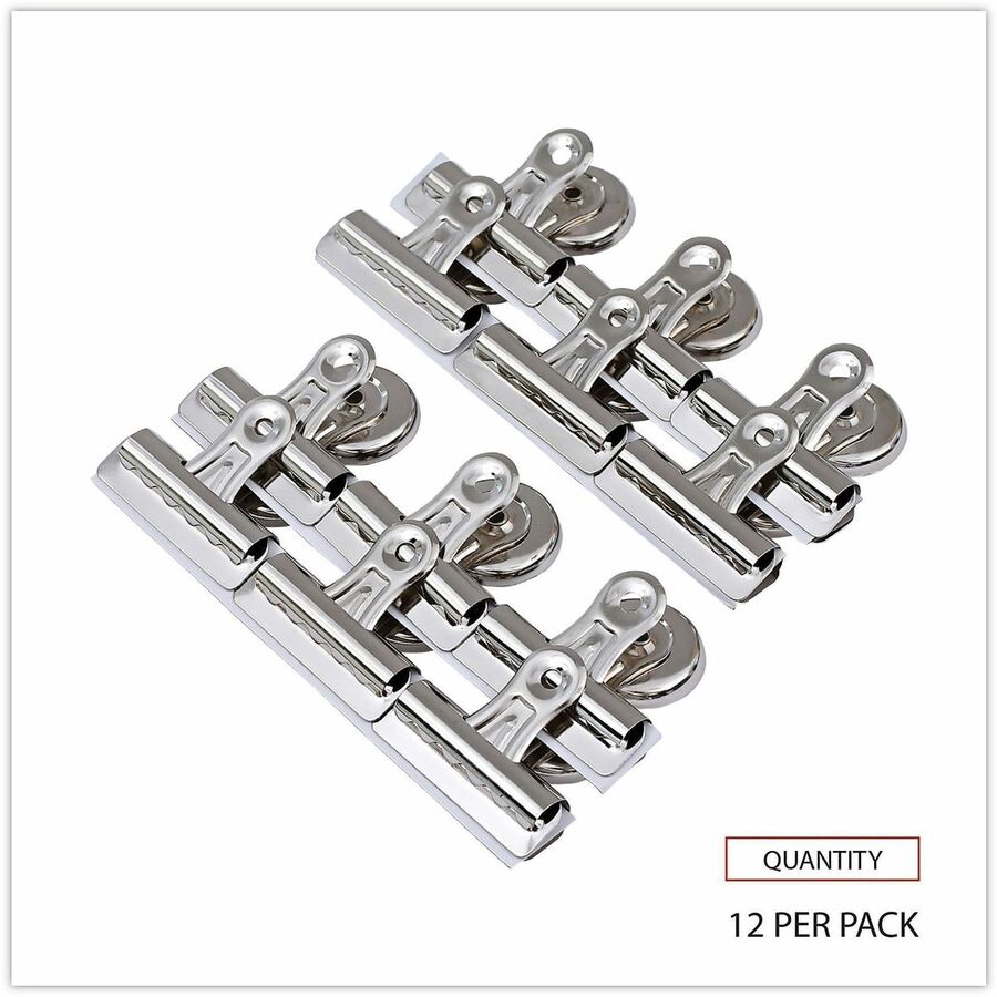 Medium - 2.1" Width - 0.25" Size Capacity - Nickel - Nickel Plated Steel - 12 / Pack