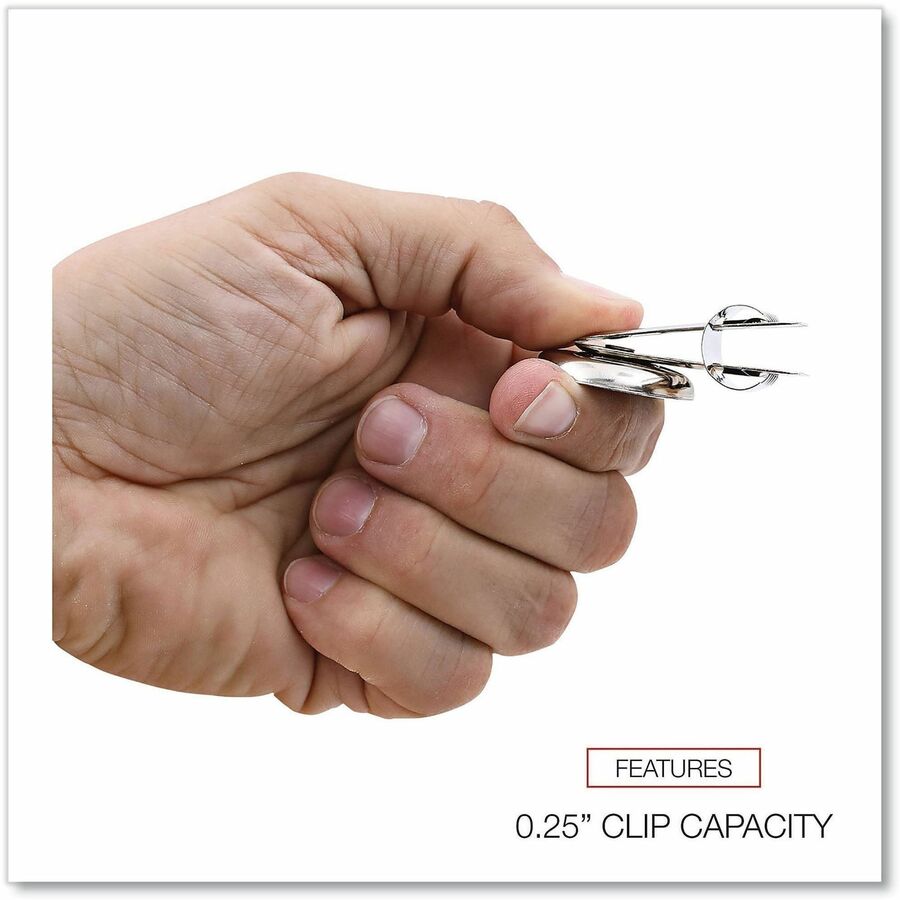 Medium - 2.1" Width - 0.25" Size Capacity - Nickel - Nickel Plated Steel - 12 / Pack