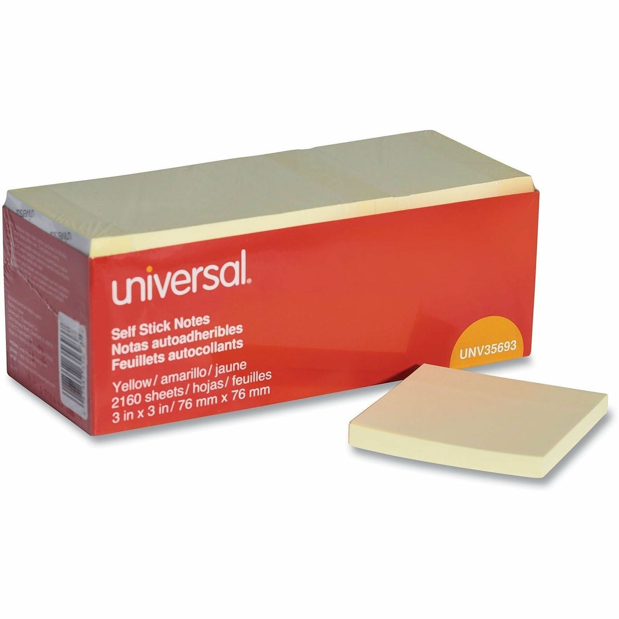 90 Sheets - Plain - 3" x 3" Sheet Size - Yellow Paper - Paper Cover - 24 / Pack
