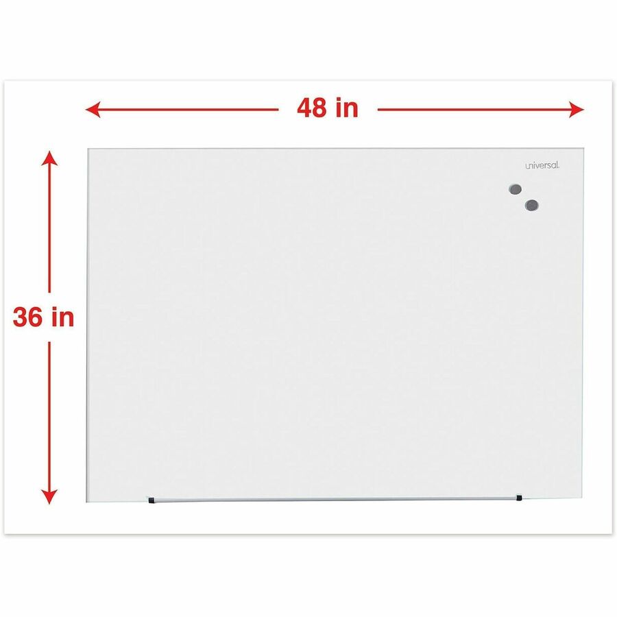 48" (4 ft) Width x 36" (3 ft) Height - White Tempered Glass Surface - Magnetic - 1 Each