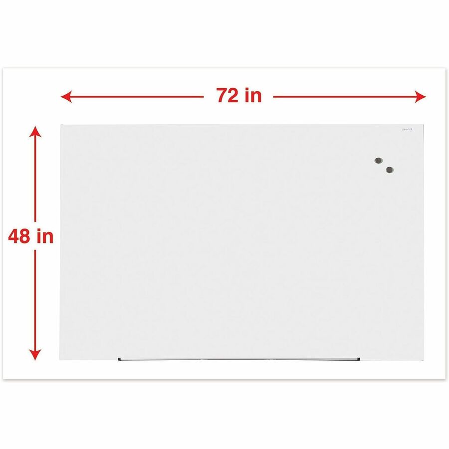 72" (6 ft) Width x 48" (4 ft) Height - White Tempered Glass Surface - Magnetic - 1 Each