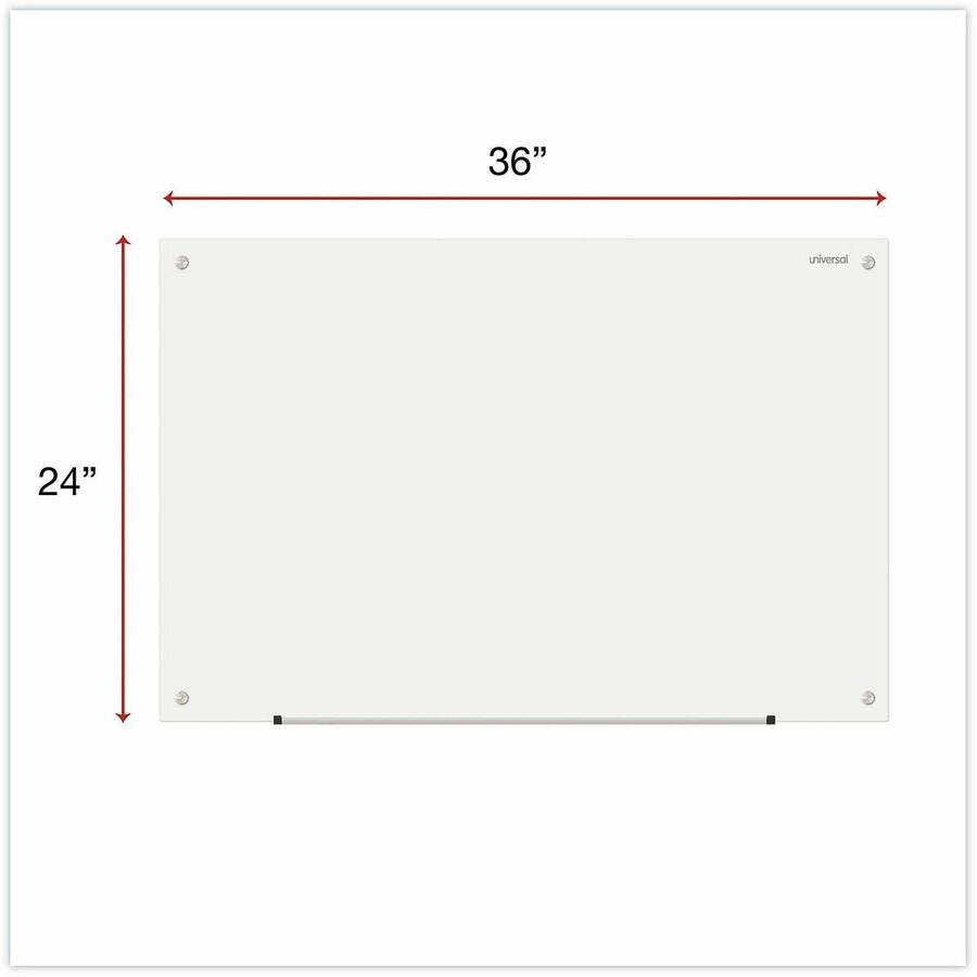 36" (3 ft) Width x 24" (2 ft) Height - White Glass Surface - 1 Each