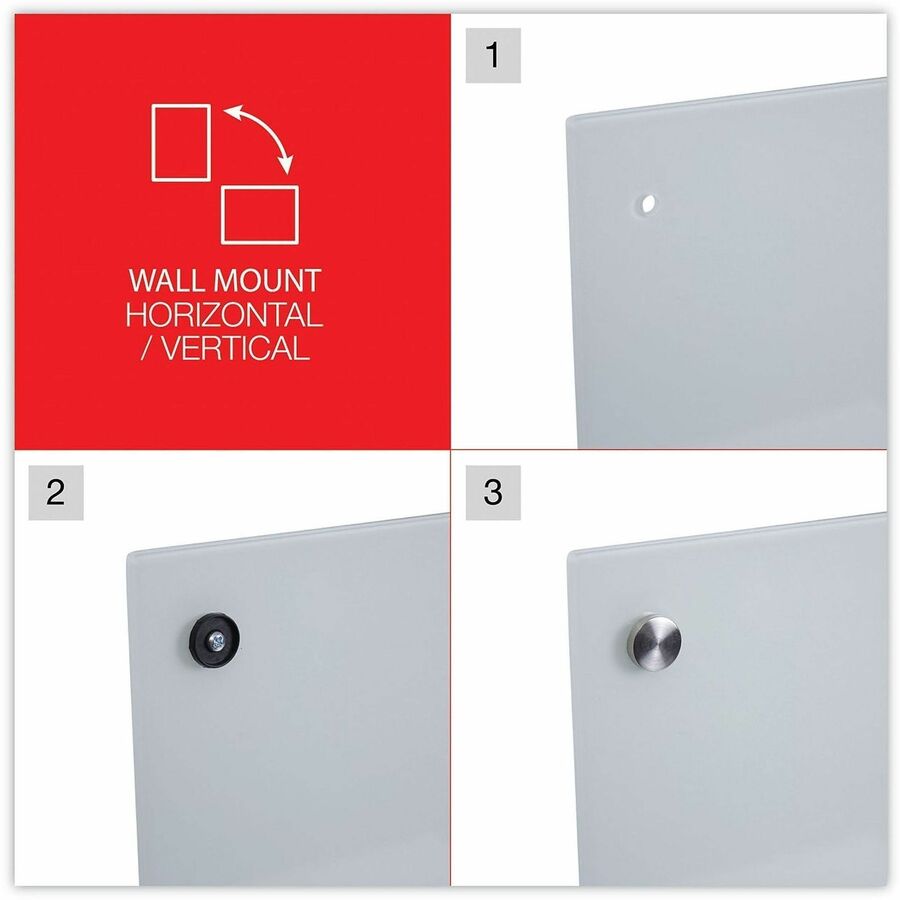 48" (4 ft) Width x 36" (3 ft) Height - White Glass Surface - 1 Each