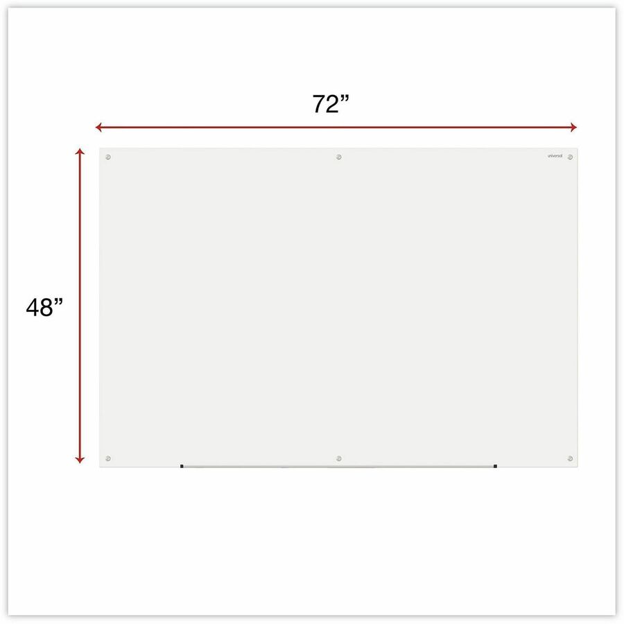 72" (6 ft) Width x 48" (4 ft) Height - White Glass Surface - 1 Each