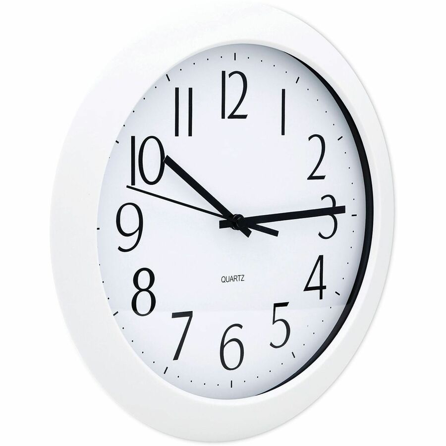 Universal Wall Clock - Analog - Quartz - White Main Dial - White Case - Plastic - Modern Style