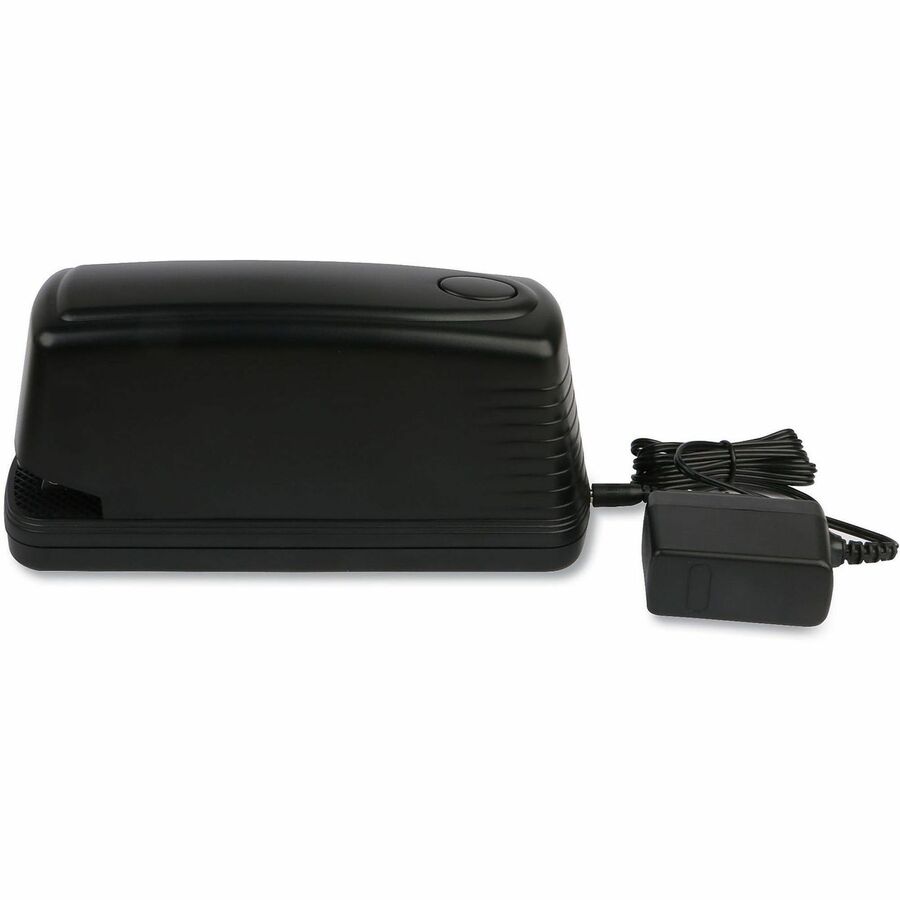 Universal Electric Stapler - Staples Upto 20 Sheet - Holds Upto 210 Staple - Full Strip - Staple Size: 0.50" - 0.50" Throat Depth - 0.50" Crown Width - Front Loading - Black - Metal, Plastic - 1 Each