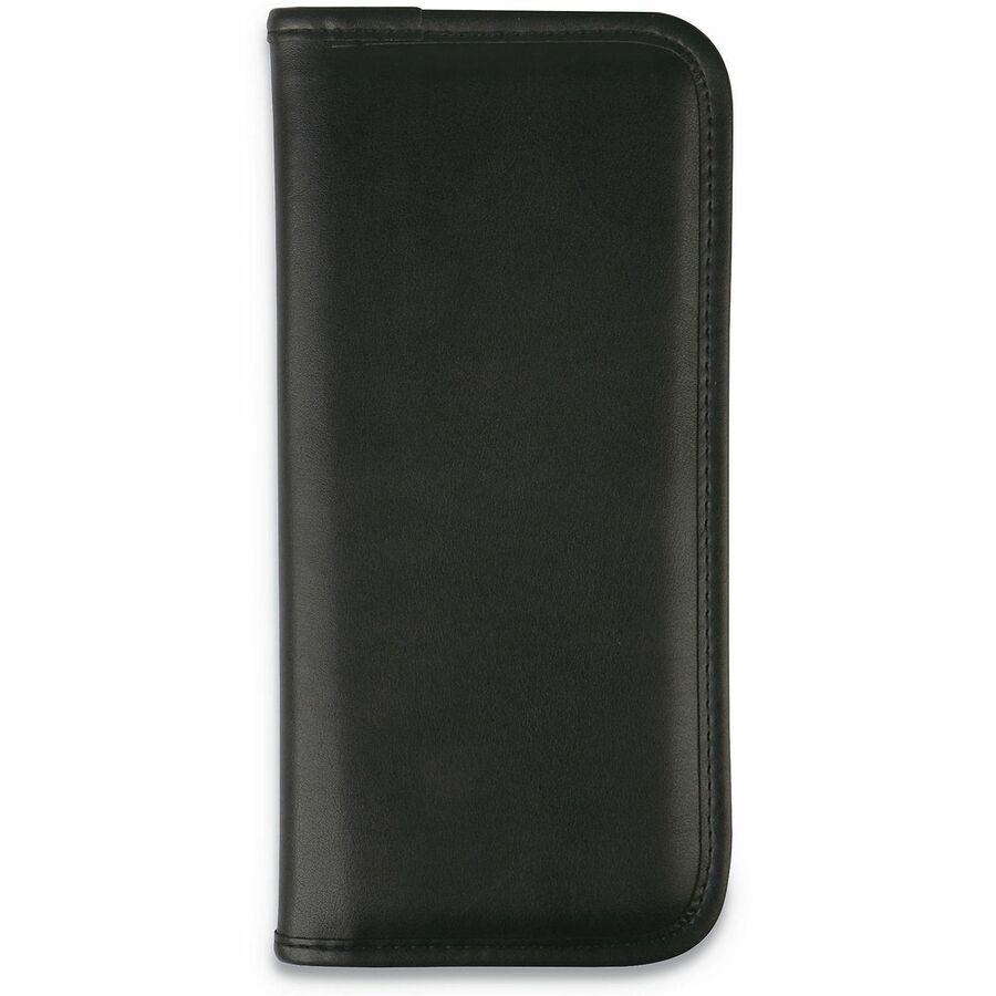 Universal Business Card Holder - Support 3.50" x 2" Media - 10.1" Height x 4.8" Width x 10.2" Depth - Vinyl - Black - 1 Each