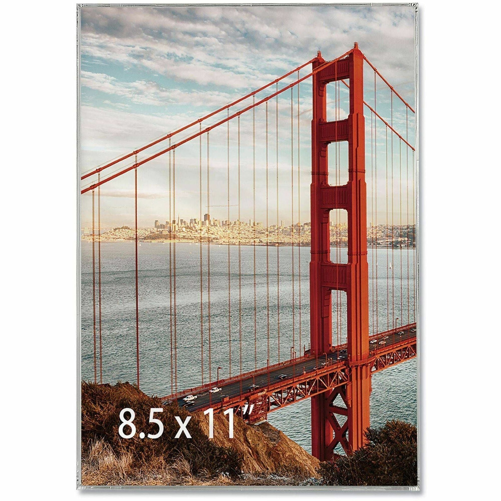 Universal Document Frame - Holds 8.50" x 11" Insert - Rectangle - Desktop - Horizontal, Vertical - Easel Back - Plastic - Clear - 1 Each
