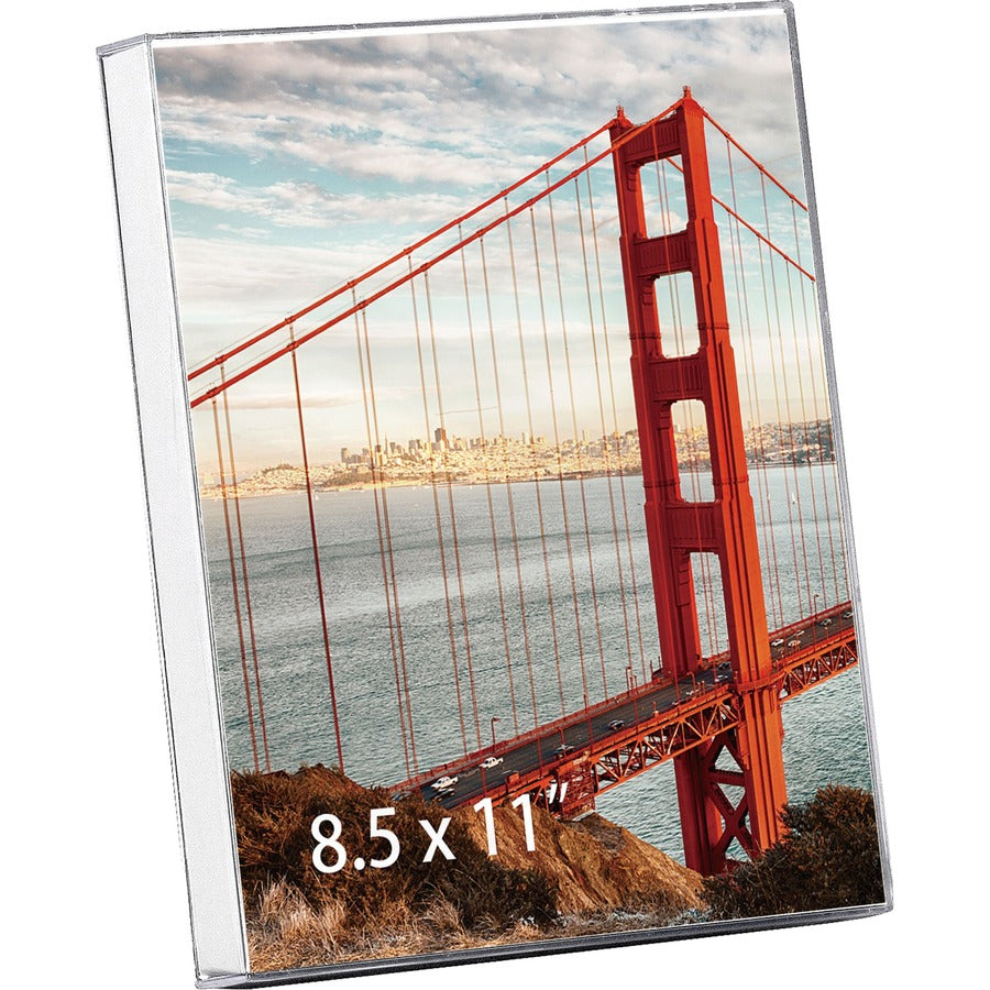 Universal Document Frame - Holds 8.50" x 11" Insert - Rectangle - Desktop - Horizontal, Vertical - Easel Back - Plastic - Clear - 1 Each