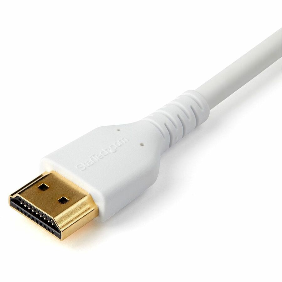 StarTech.com 2m (6.6 ft) Premium High Speed HDMI Cable with Ethernet, 4K 60Hz, Gold Plated Connectors, 18Gbps, 30 AWG, White, 1 Each