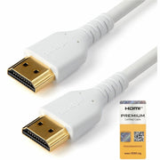 StarTech.com 2m (6.6 ft) Premium High Speed HDMI Cable with Ethernet, 4K 60Hz, Gold Plated Connectors, 18Gbps, 30 AWG, White, 1 Each