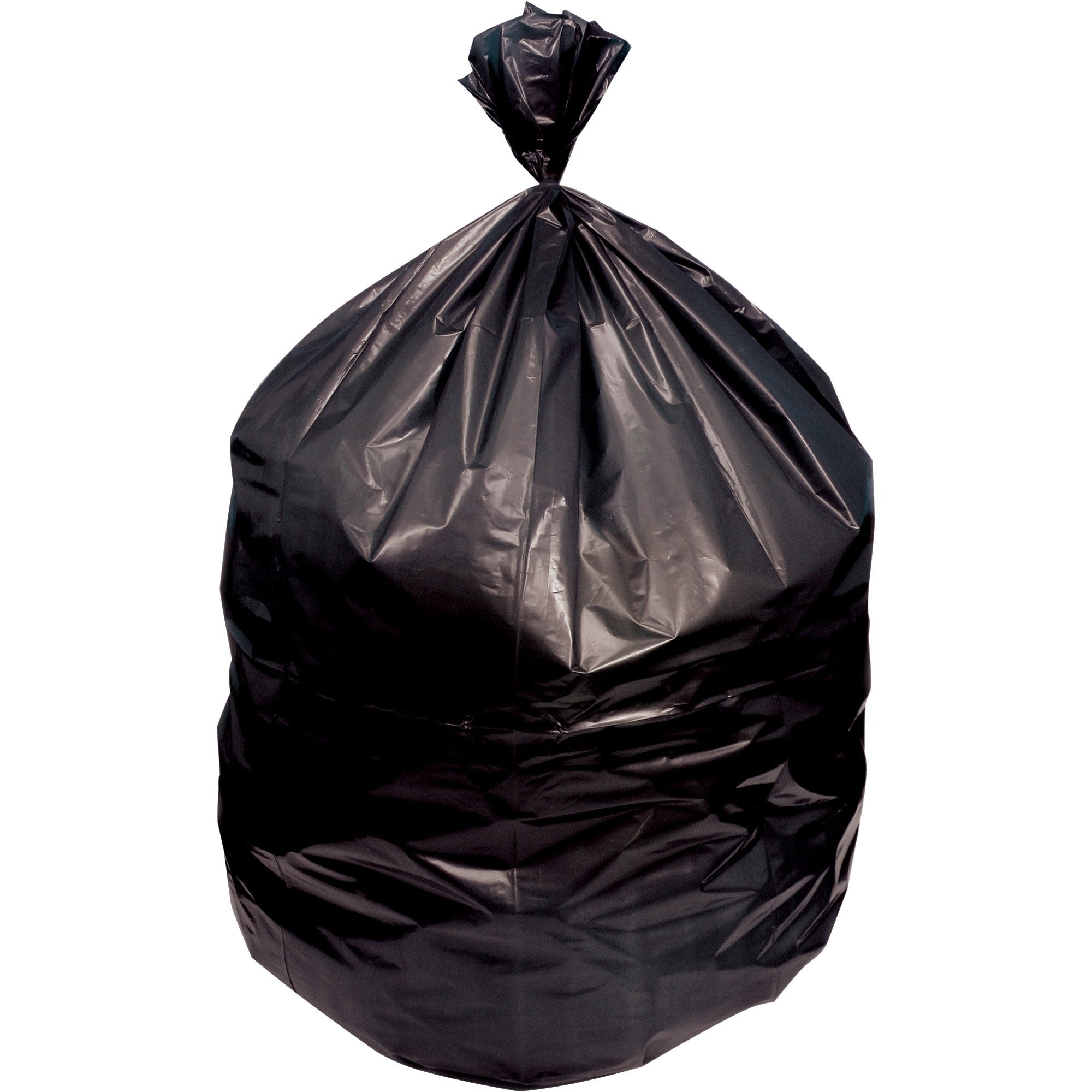 Genuine Joe Strong Economical Trash Bags - 56 gal Capacity - 48" Length x 43" Width x 0.87 mil (22 Micron) Thickness - Black - Resin - Waste Disposal - 150 / Carton
