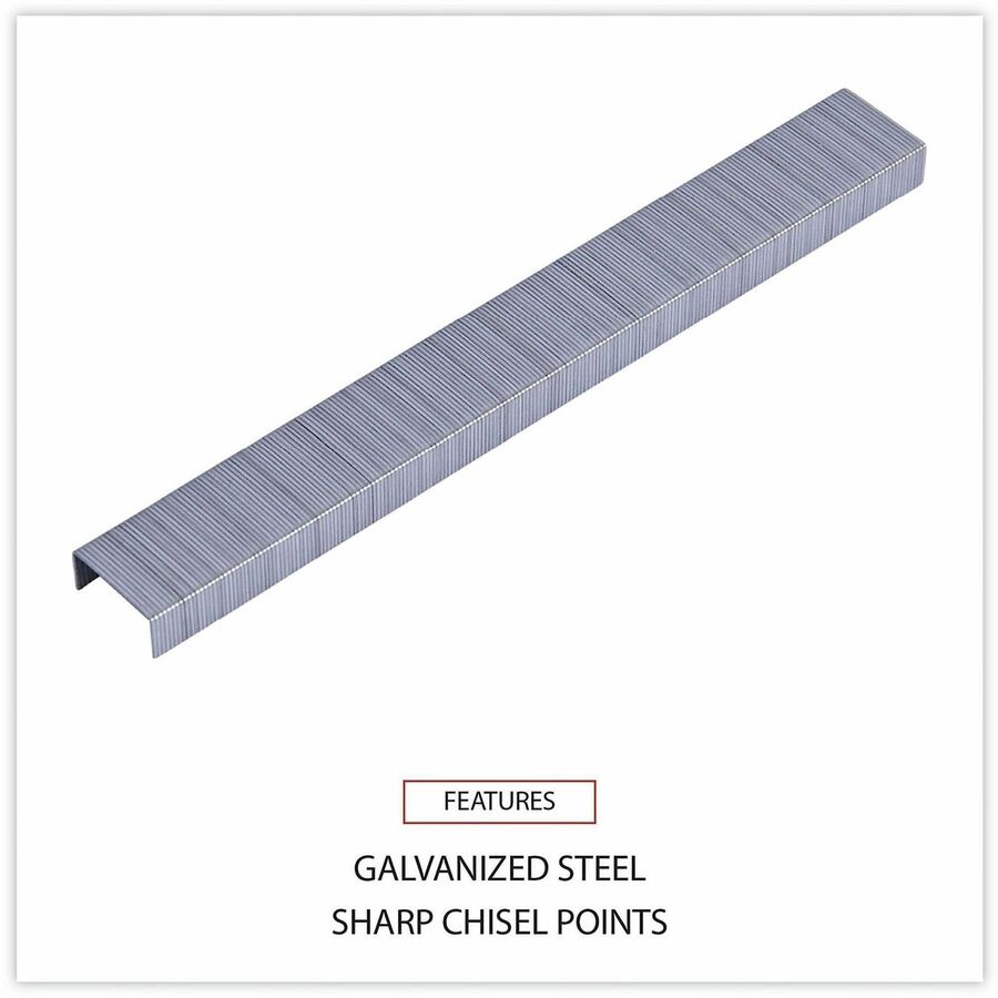 Universal Staples - Standard - 1/4" Leg - 1/2" Crown - Holds 30 Sheet(s) - for Paper - Chisel Point - Silver - Steel, Galvanized Steel - 210 Per Strip - 25000 / Pack