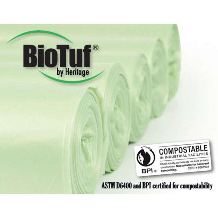 32 gal Capacity - 48" Length x 34" Width x 1 mil (25 Micron) Thickness - Green - Garbage - 1 Carton