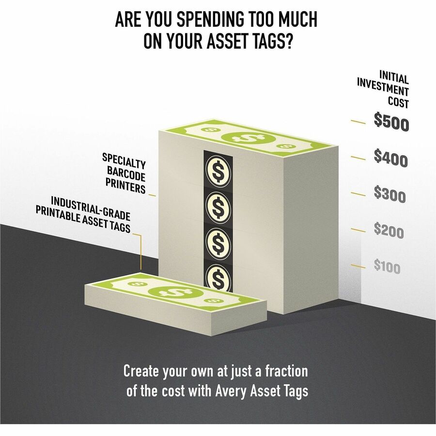 Avery&reg; PermaTrack Tamper-Evident Asset Tag Labels, 3/4" x 1-1/2" , 320 Asset Tags