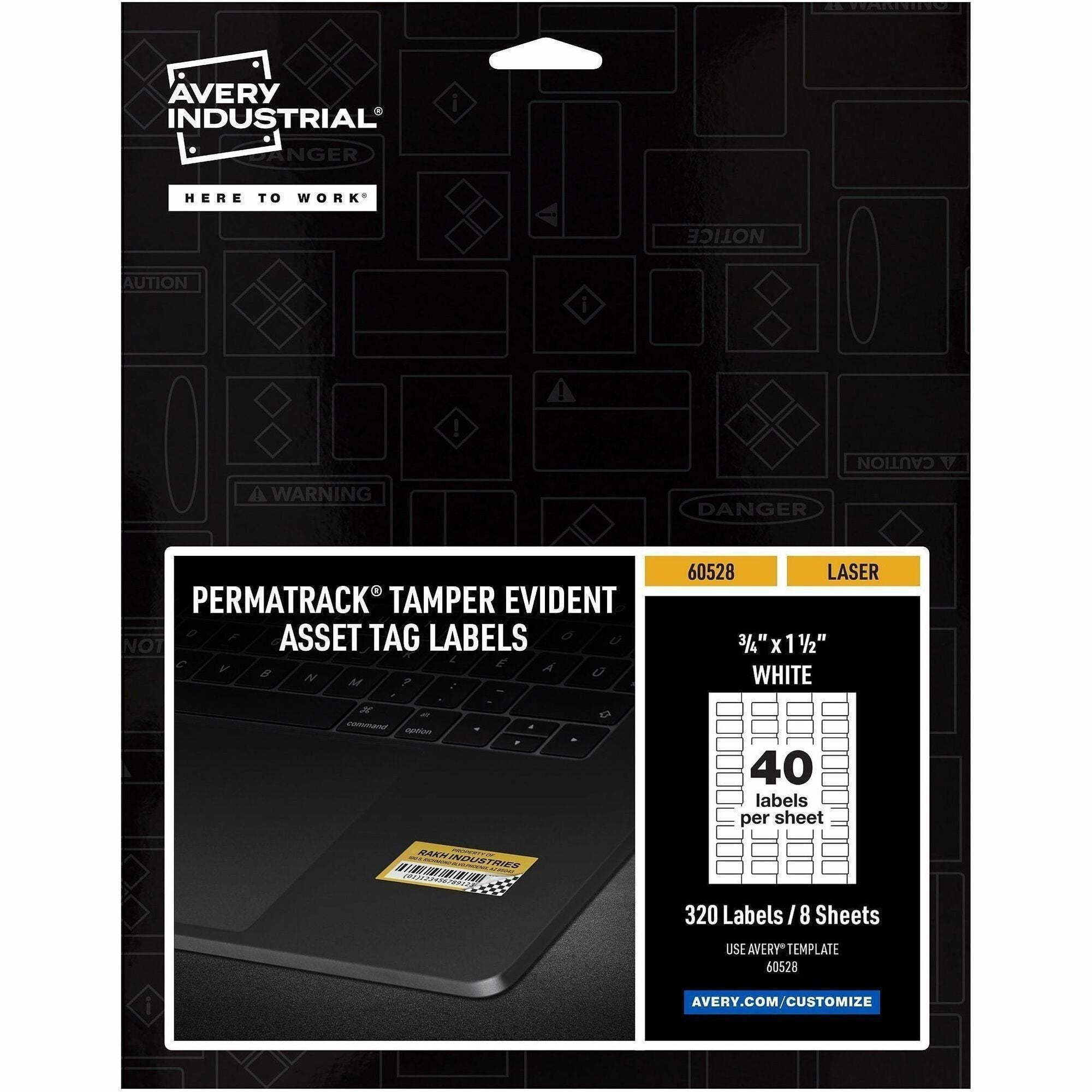 Avery&reg; PermaTrack Tamper-Evident Asset Tag Labels, 3/4" x 1-1/2" , 320 Asset Tags