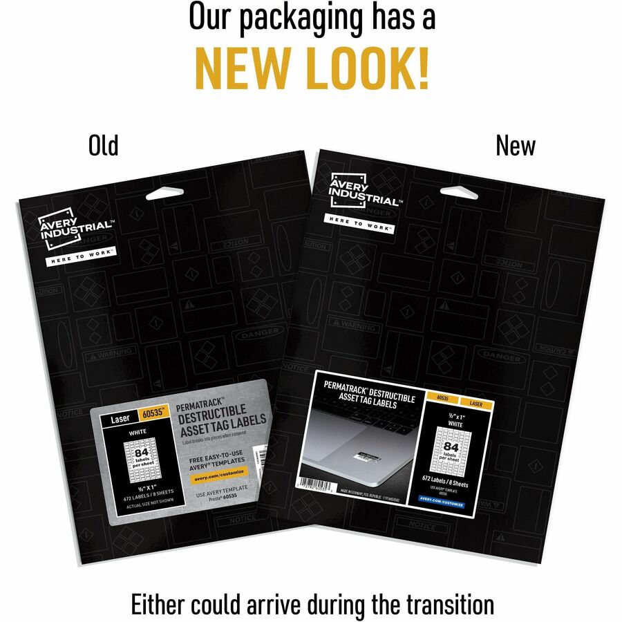 Avery&reg; PermaTrack Destructible Asset Tag Labels, 1/2" x 1" , 672 Asset Tags