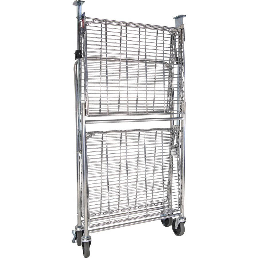Bostitch Stowaway Utility Cart - 2 Shelf - 250 lb Load Capacity - 4 Casters - 35" Width x 37.25" Depth x 22" Height - Chrome - 1 Each