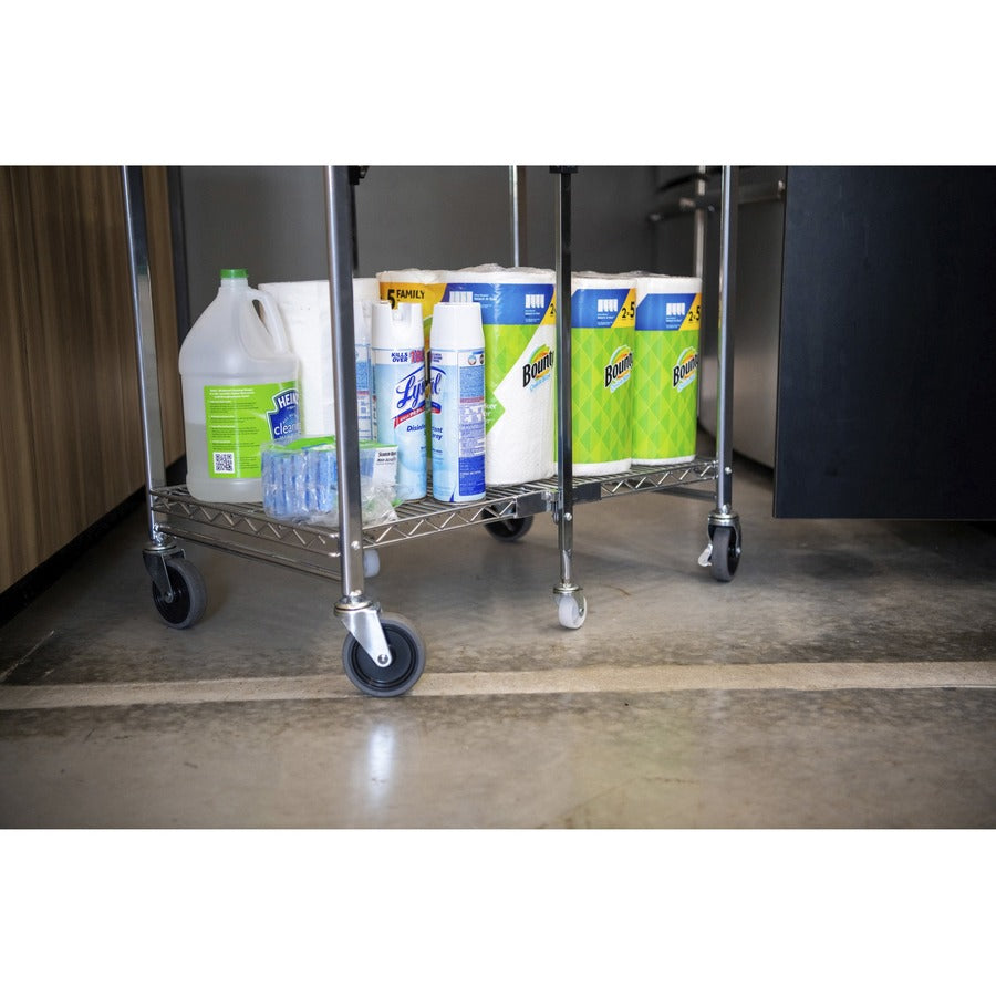 Bostitch Stowaway Utility Cart - 2 Shelf - 250 lb Load Capacity - 4 Casters - 35" Width x 37.25" Depth x 22" Height - Chrome - 1 Each