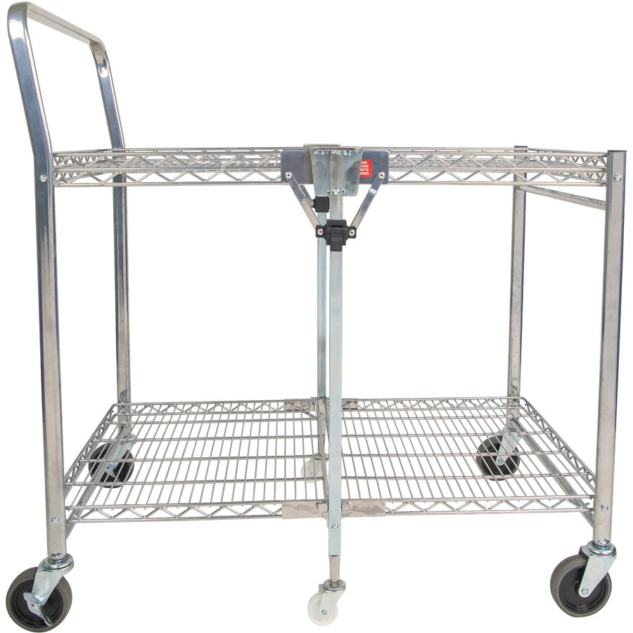 Bostitch Stowaway Utility Cart - 2 Shelf - 250 lb Load Capacity - 4 Casters - 35" Width x 37.25" Depth x 22" Height - Chrome - 1 Each