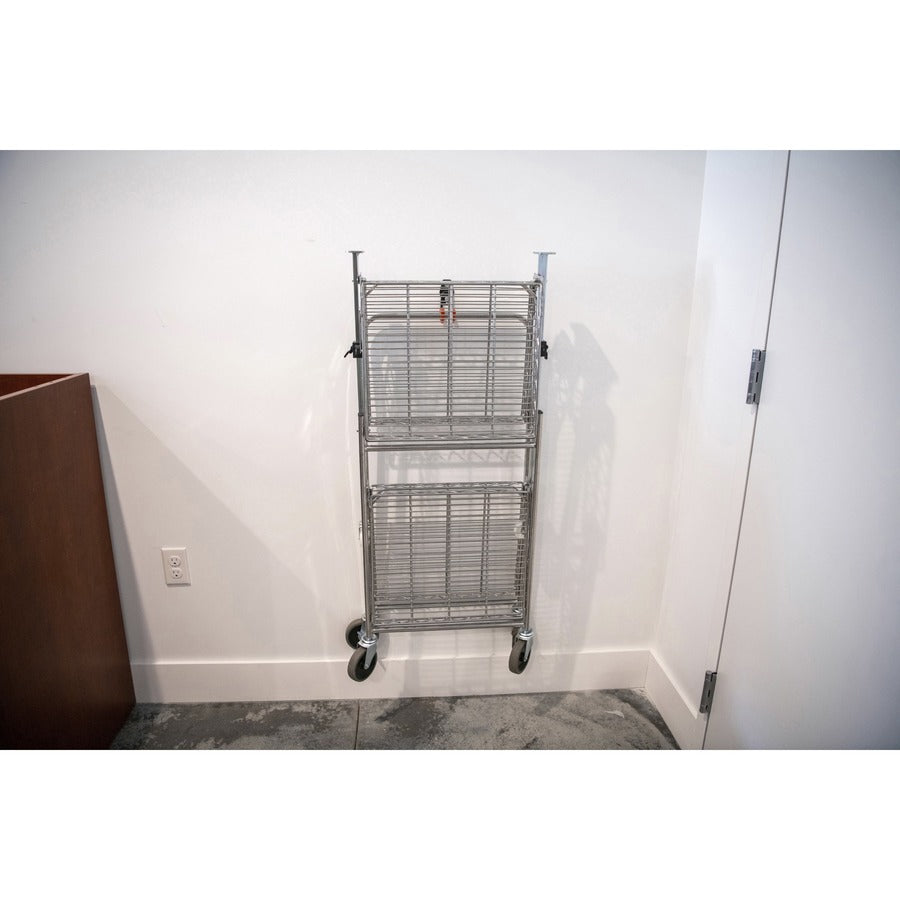 Bostitch Stowaway Utility Cart - 2 Shelf - 250 lb Load Capacity - 4 Casters - 35" Width x 37.25" Depth x 22" Height - Chrome - 1 Each