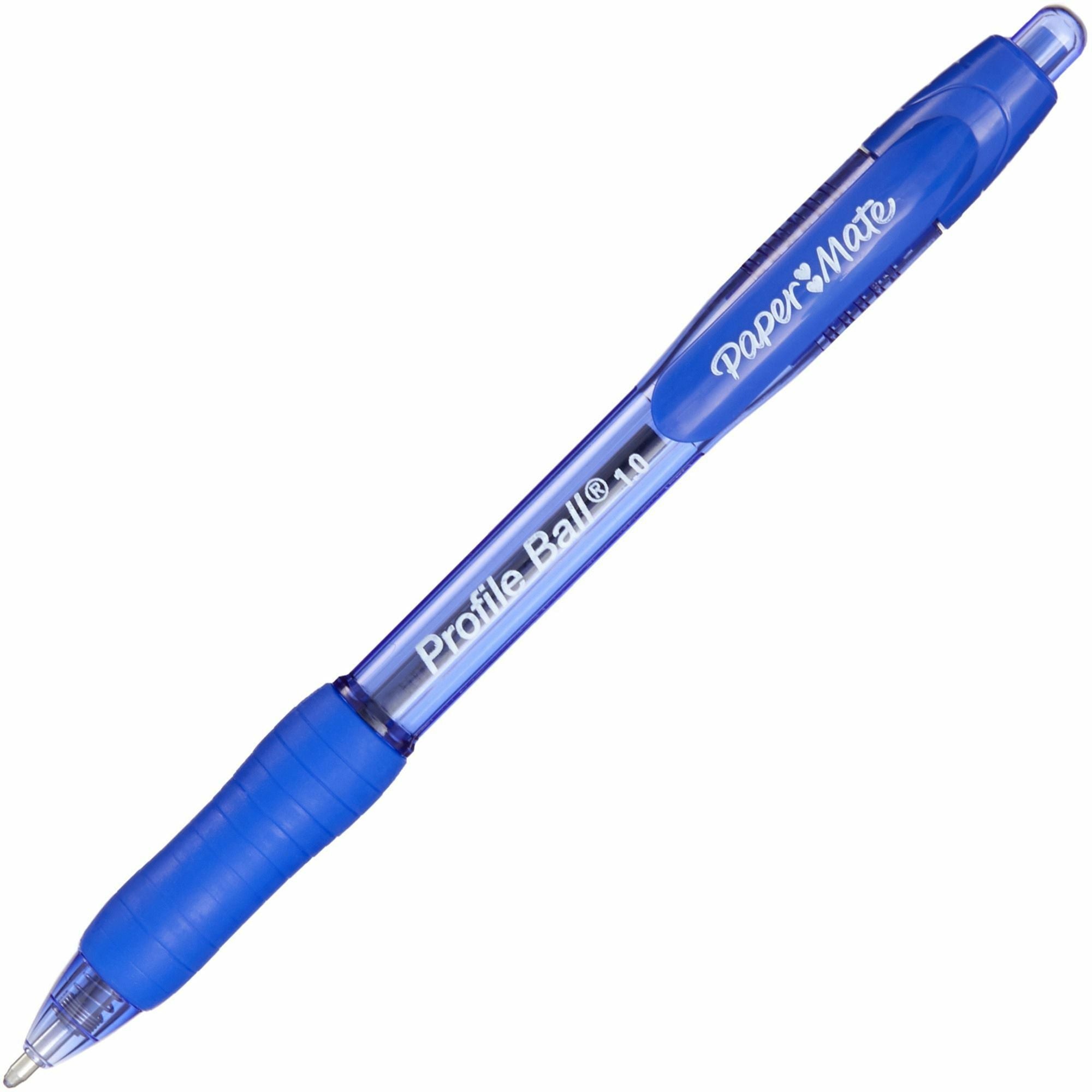 Paper Mate Profile 1.0mm Ballpoint Pens - 1 mm Medium Conical Pen Point - Retractable - Blue Ink - Blue Barrel - 1 Dozen