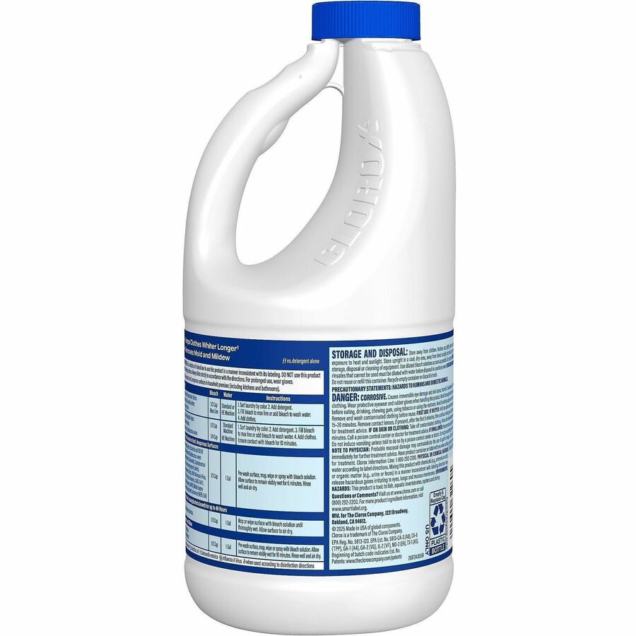 Clorox Disinfecting Bleach, Concentrated Liquid, Regular Scent, 43 fl oz (1.3 quart), Clear, 1 Each