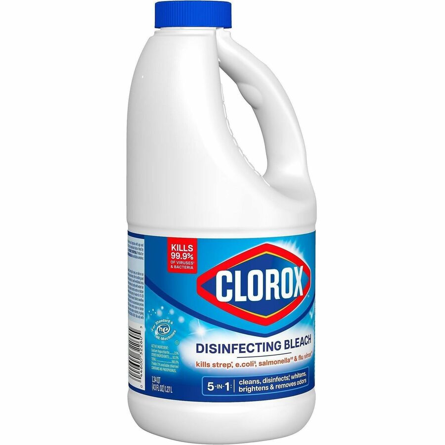 Clorox Disinfecting Bleach, Concentrated Liquid, Regular Scent, 43 fl oz (1.3 quart), Clear, 1 Each