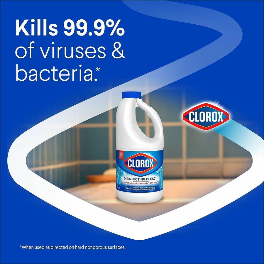 Clorox Disinfecting Bleach, Concentrated Liquid, Regular Scent, 43 fl oz (1.3 quart), Clear, 1 Each