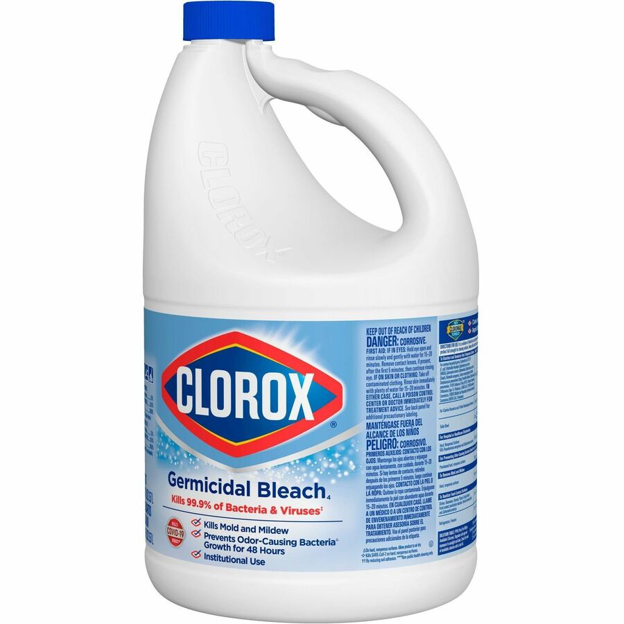 Clorox Germicidal Bleach - For Household, Office, Restaurant, Commercial - Concentrate - Liquid - 121 fl oz (3.8 quart) - Regular Scent - Recommended For: Germs Remover, Bacteria Remover, Virus Remover, Mold Remover, Mildew Remover - White - 1 Each
