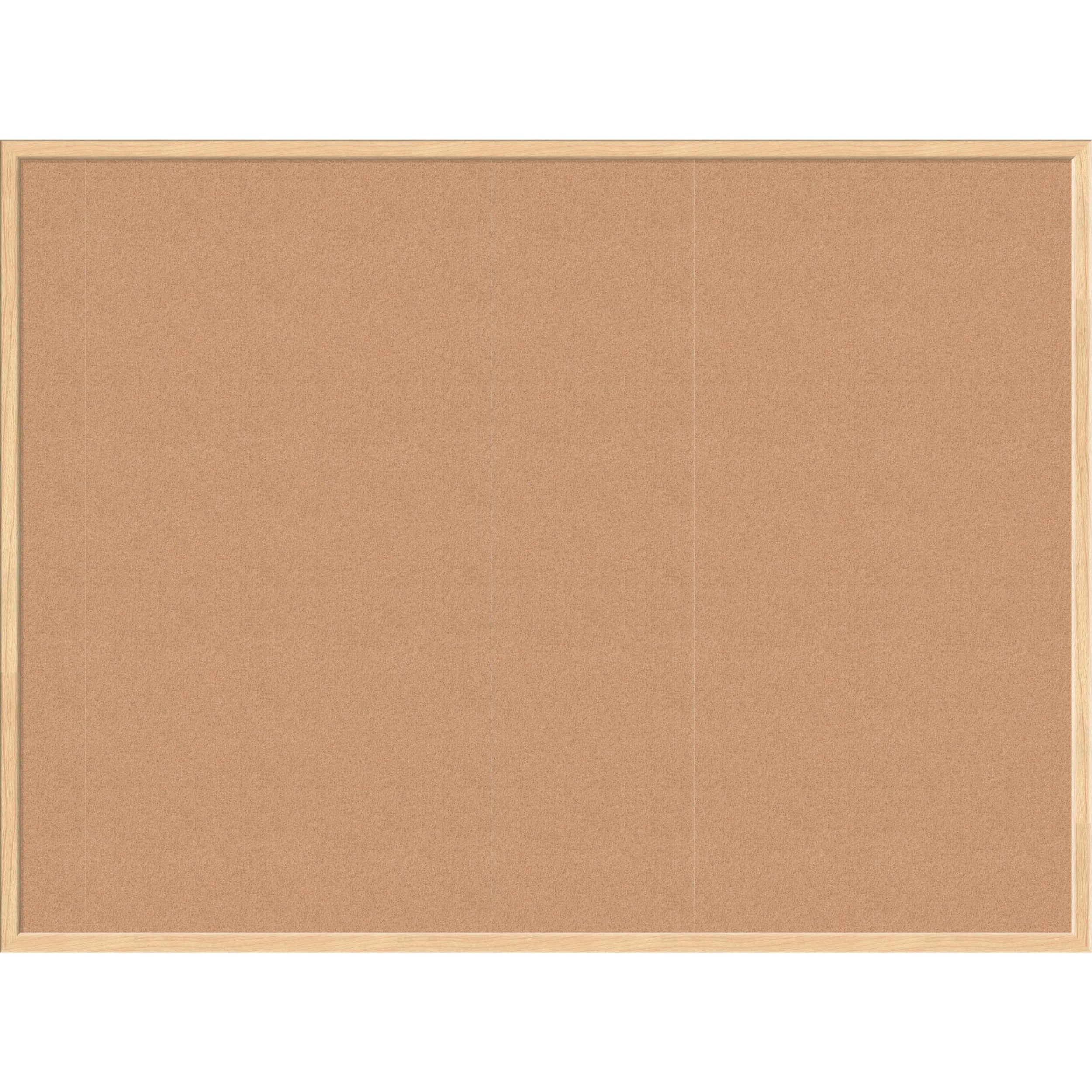 U Brands Cork Bulletin Board - 36" Board Height x 48" Board Width - Natural Cork Surface - Self-healing, Durable, Mounting System, Tackable - Birch Wood Frame - 1 Each