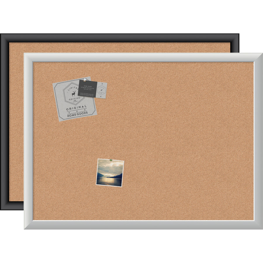 U Brands Cork Bulletin Board - Natural Cork Surface - Self-healing, Durable, Mounting System, Tackable, Sturdy - Black Wood Frame - 1