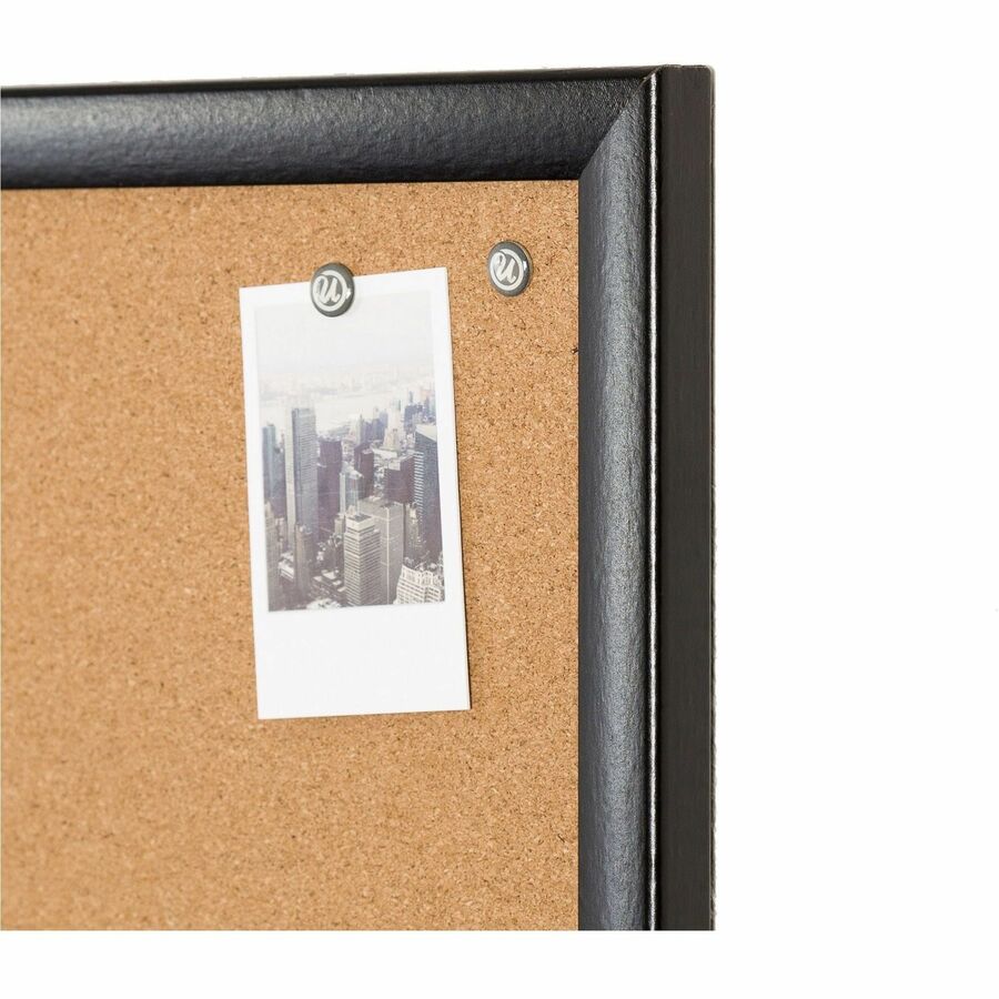 U Brands Cork Bulletin Board - 24" Board Height x 36" Board Width - Natural Cork Surface - Self-healing, Durable, Mounting System, Tackable, Sturdy - Black Wood Frame - 1 Each
