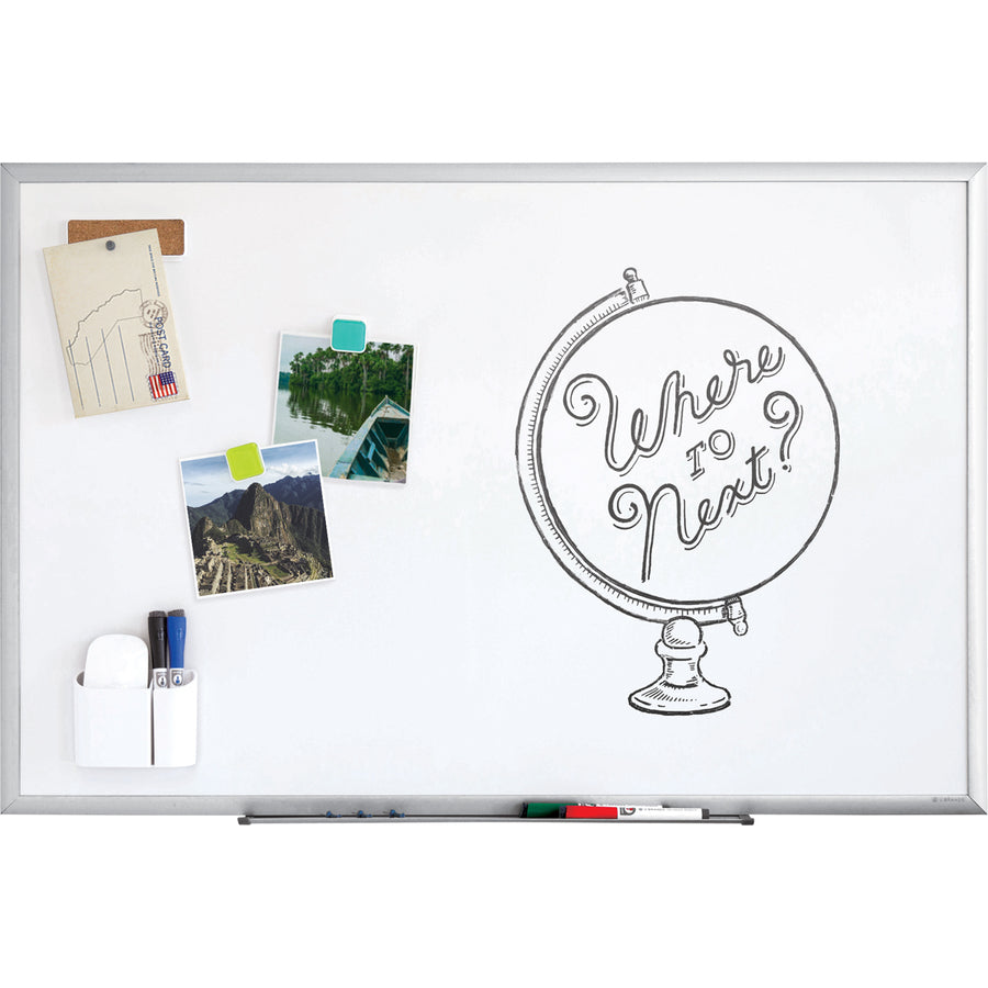 U Brands Magnetic Dry-Erase Board - 24" (2 ft) Width x 18" (1.5 ft) Height - White Painted Steel Surface - Silver Aluminum Frame - Rectangle - Horizontal/Vertical - Magnetic - 1 Each